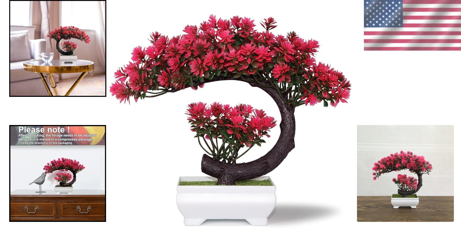 Magenta Bonsai Plant – Lifelike Artificial Tree for Modern Farmhouse Decor