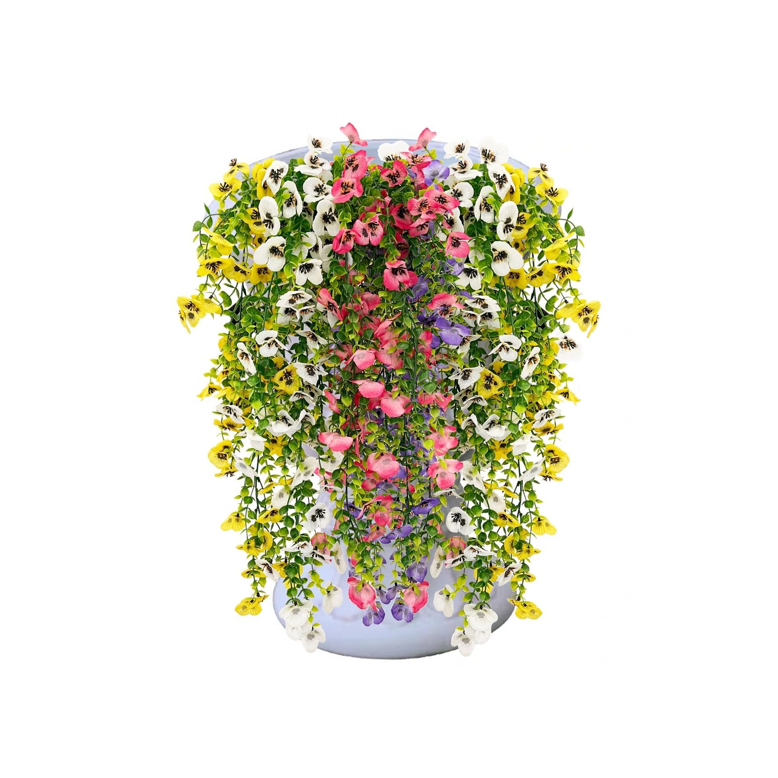 Artificial Hanging Pansy Flowers, UV Resistant Silk Fake Vines, 4 Pcs Artific…