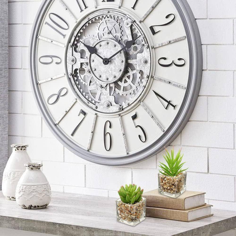 4.13 In. H Green Indoor Succulents Artificial Plant in Clear Glass Pots for Wind