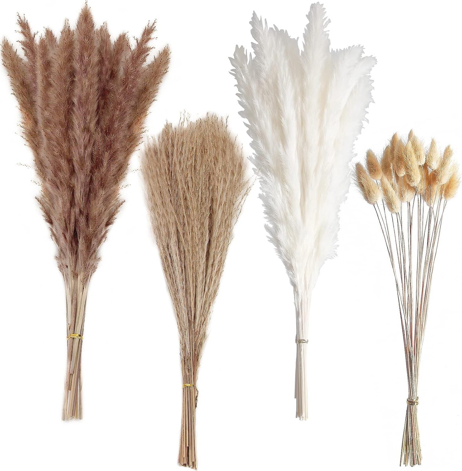 100 PCS Small Boho Pampas Grass, 17″ Naturally Dried Pompas, Pampas Grass Dec…