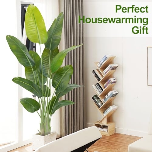 Lifelike Bird of Paradise Artificial Plant,Faux Banana Leaf Tree with3 6ft 1