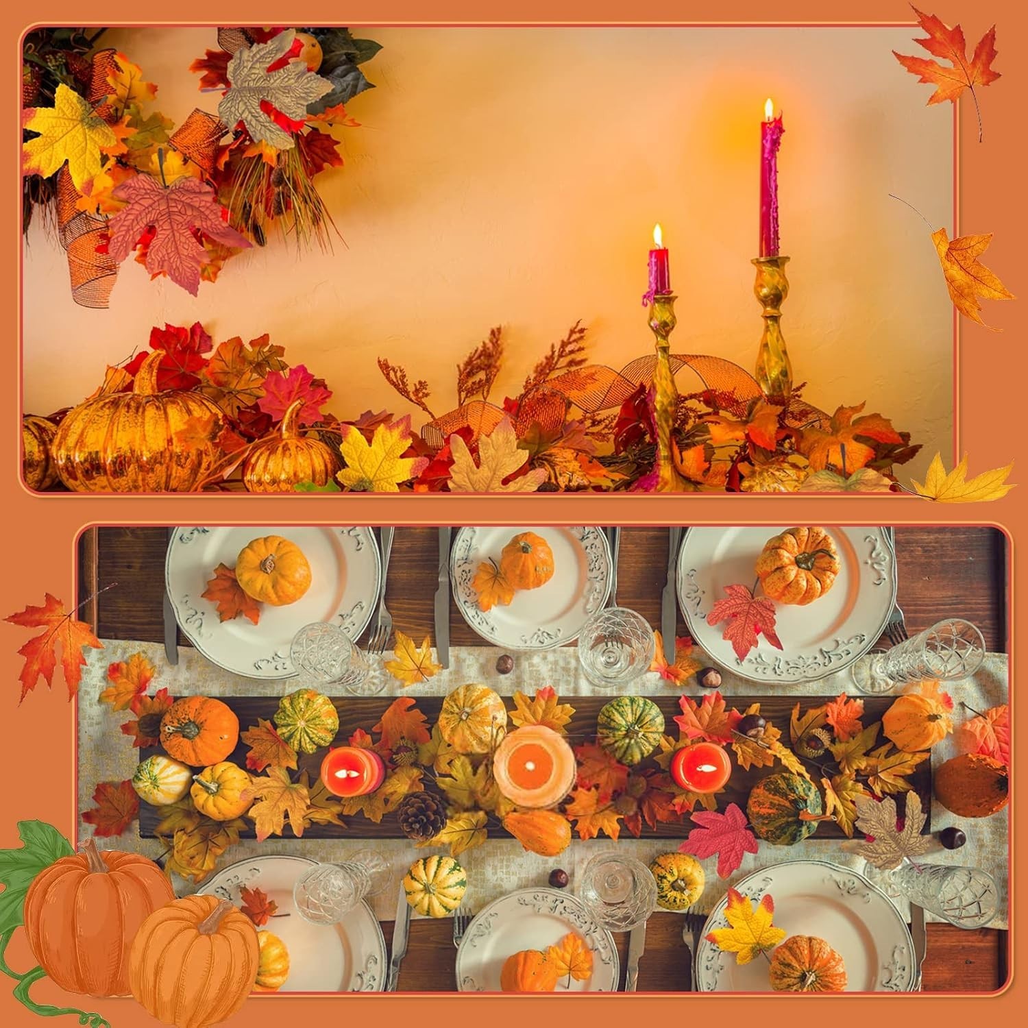 50Pcs Fall Artificial Maple Leaves Assorted Bulk for Crafts Decor | 50pcs mix…