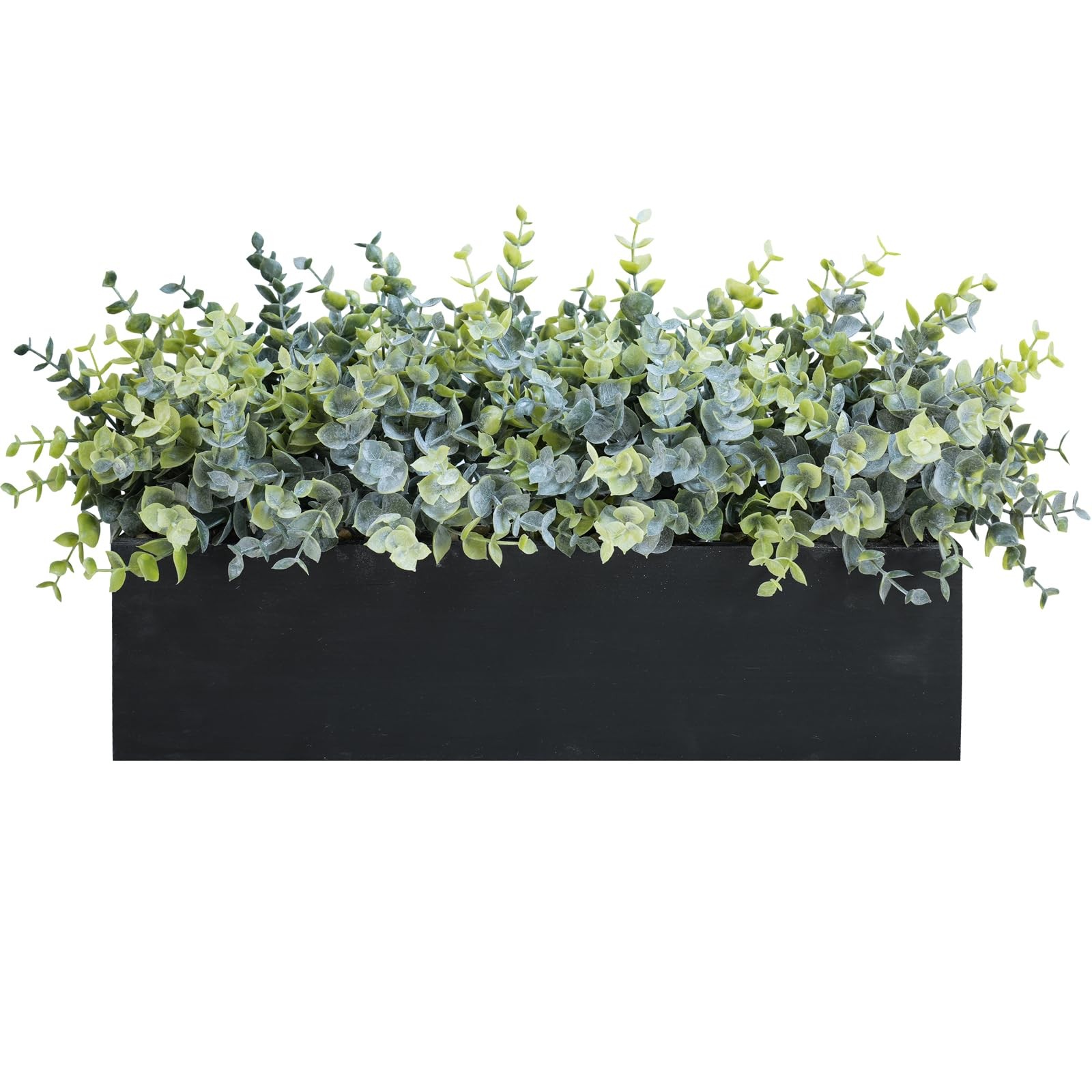 Winlyn 14″ Artificial Eucalyptus Arrangement Faux Plants in Black Rectangular