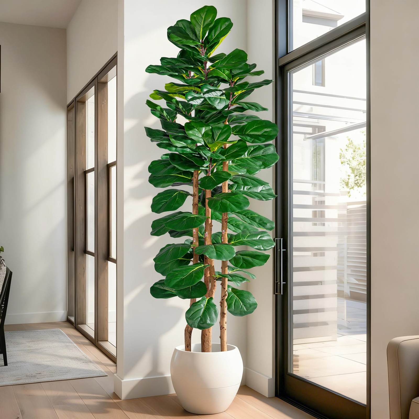 6FT Artificial Fiddle Leaf Fig Tree Faux Plant with Moss Pot