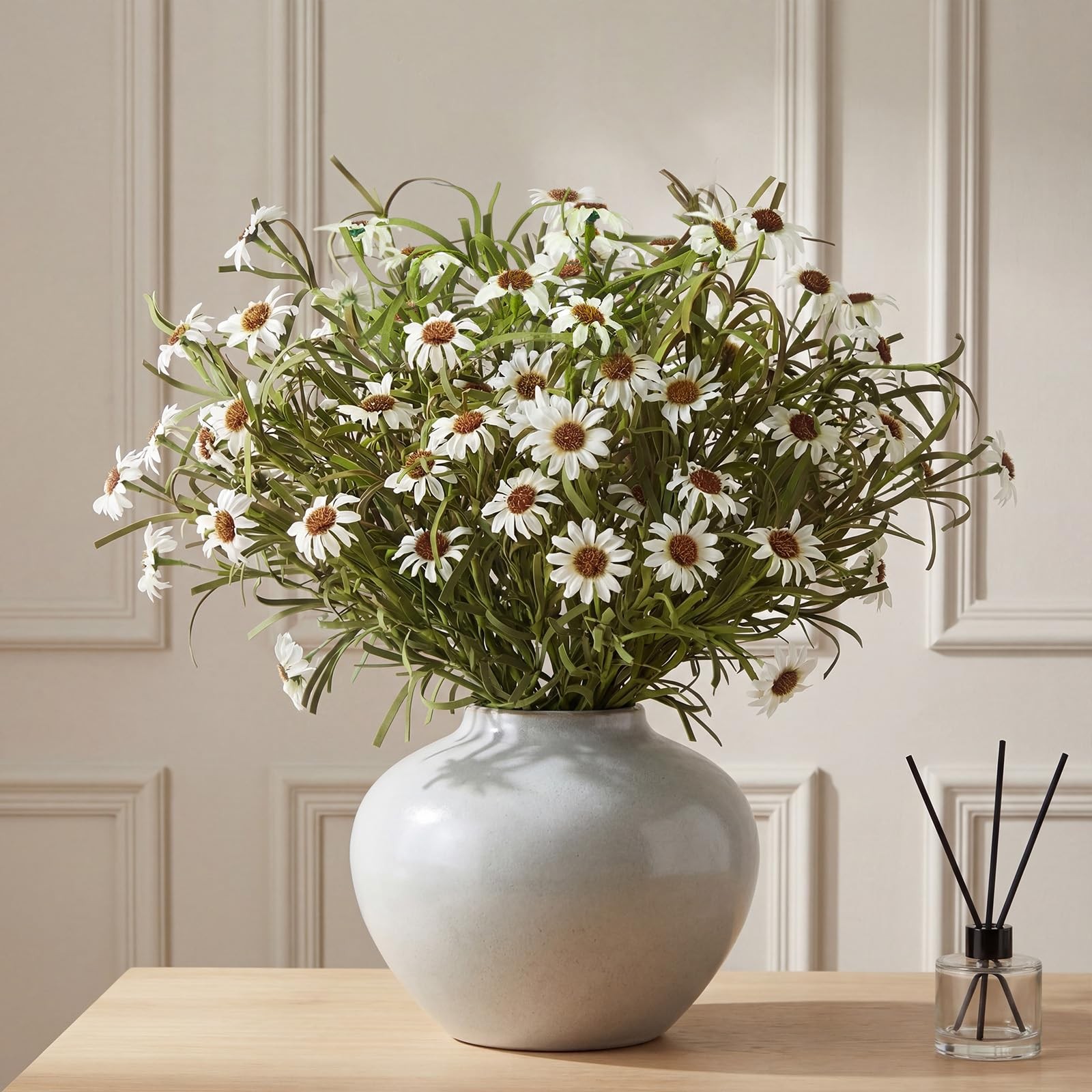 6 Bundles Artificial Silk Daisy Flower 17.7 Inch White Fake Daisies Decoratio…