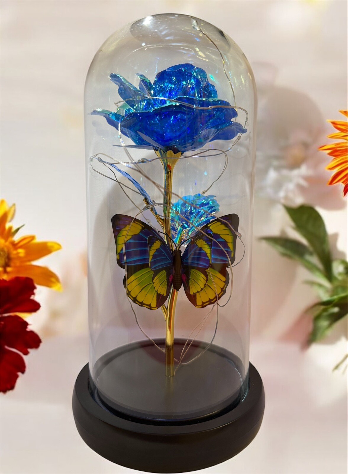 Eternal Forever Galaxy Rose Flower In Glass Dome LED Light Valentine’s Day