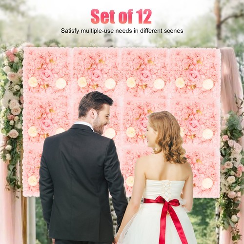 3D Flower Wall Panel-12pcs Artificial Flower Wall Background Silk Rose Mat