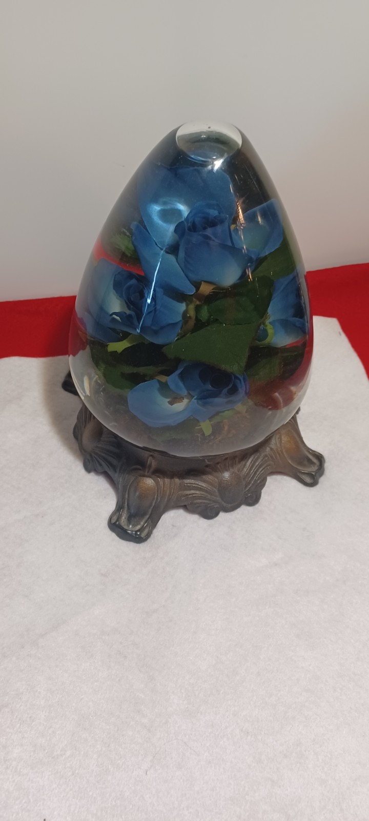 Vintage Egg Shaped Blue Rose Dome in Liquid Approx. 9″ Tall & 18″ circ. @ Base