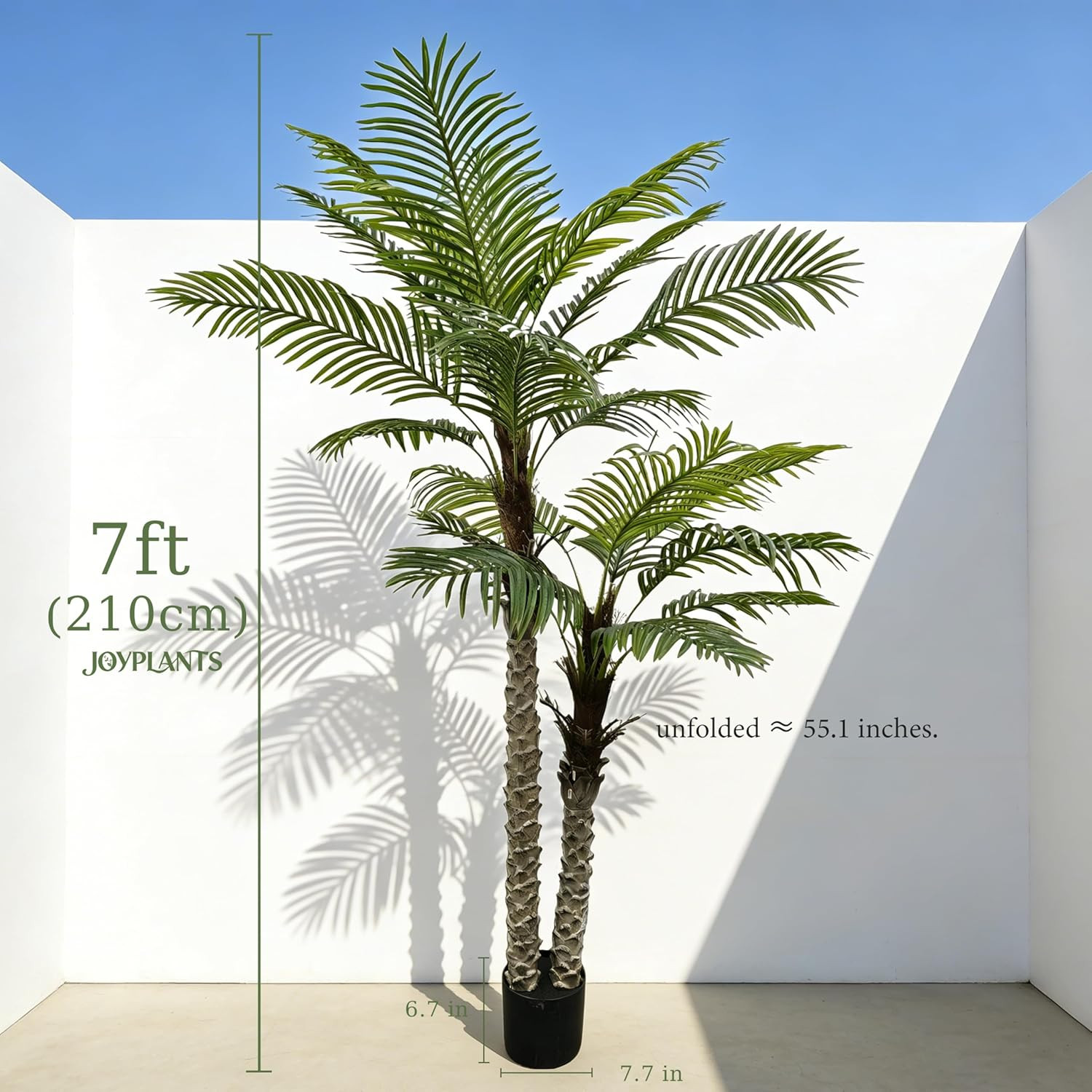 7FT Fake Palm Trees – 2 Pack UV Resistant Faux Silk Plants for Indoor/Outdoor De