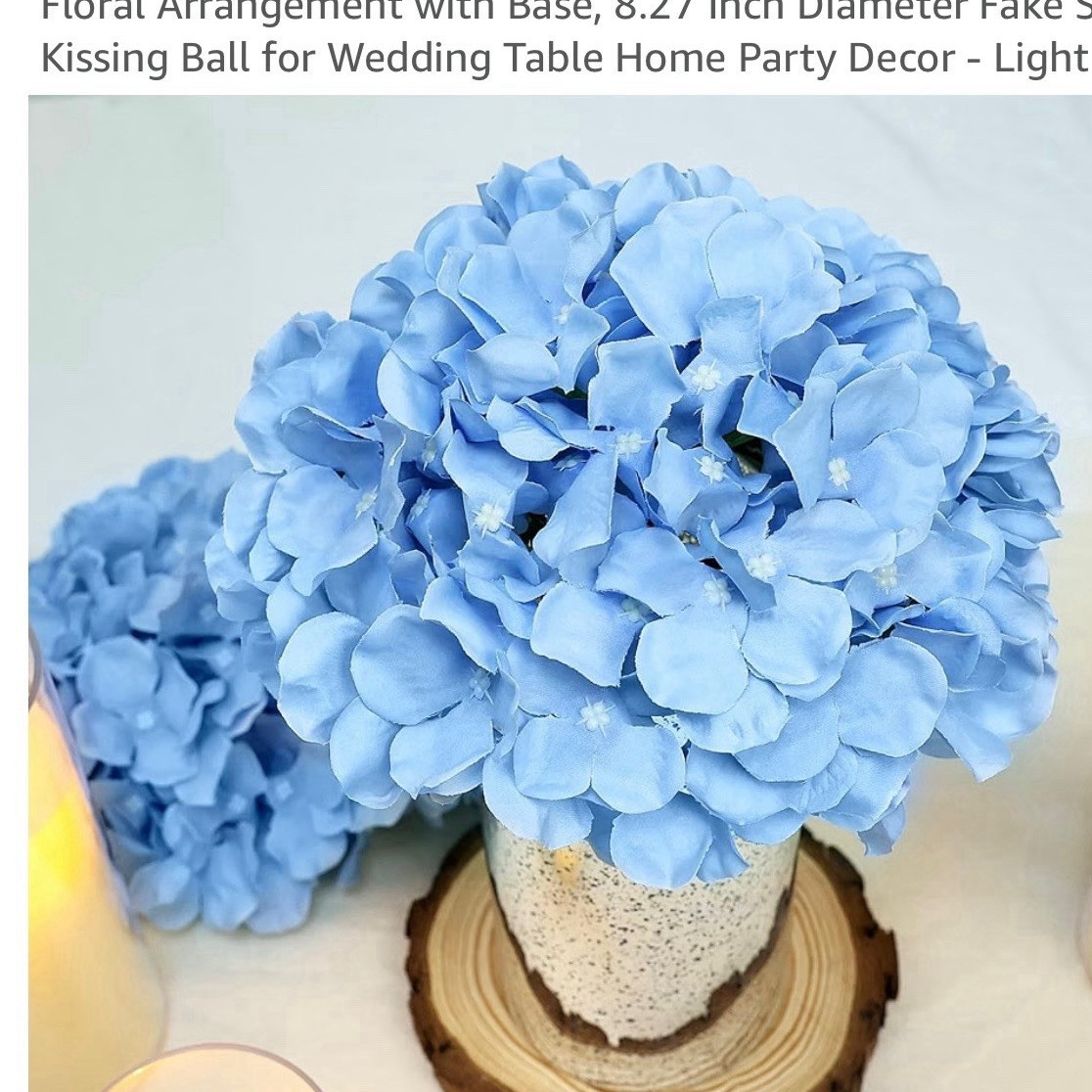 DIYDOFUN Hydrangea Artificial Flower Balls 8 in Light Blue 12 Pack Wedding