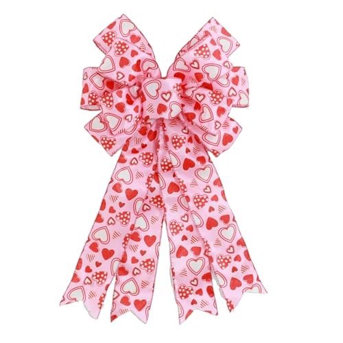 Valentine Bows Red Heart Tree Topper Valentine’s Day Wreath Bows Pink Heart