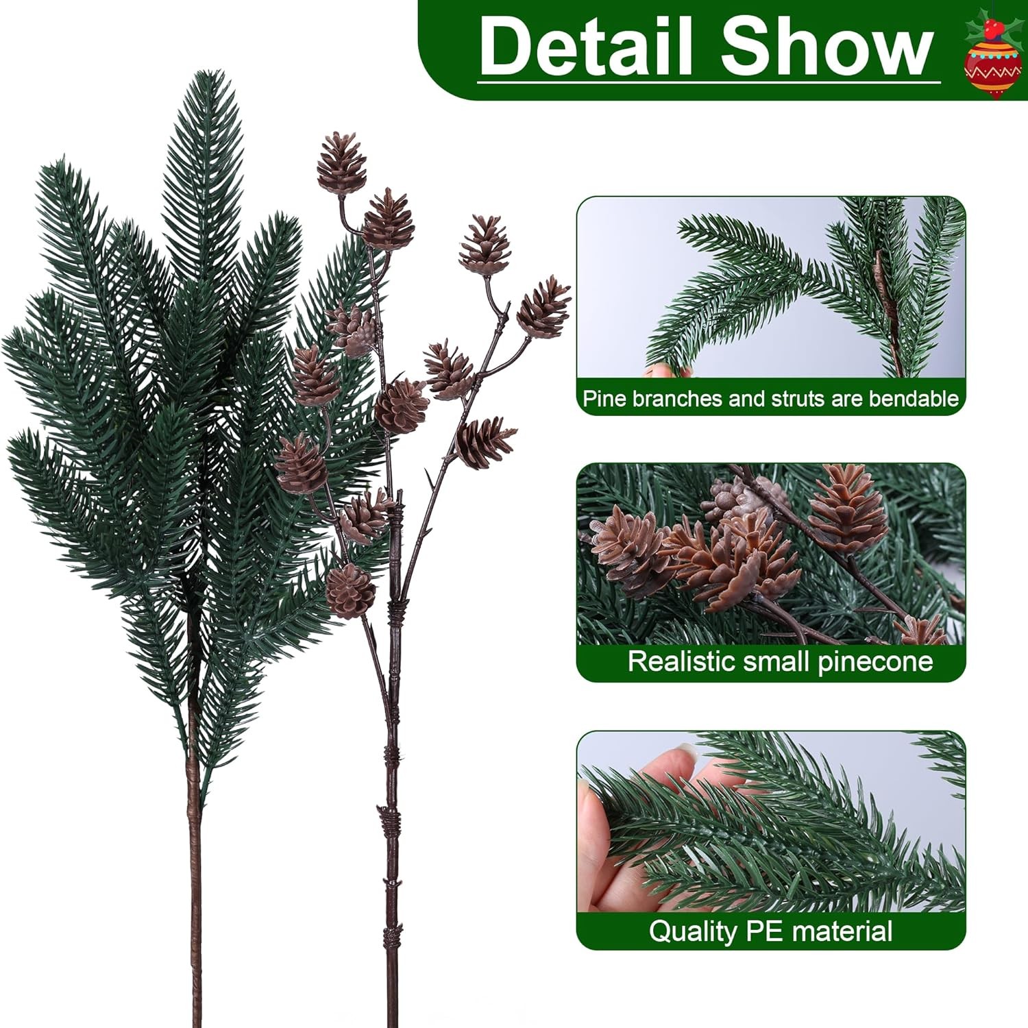 Ivydale 14Pc Faux Norfolk Pine Branches – Real Touch Greenery Stems