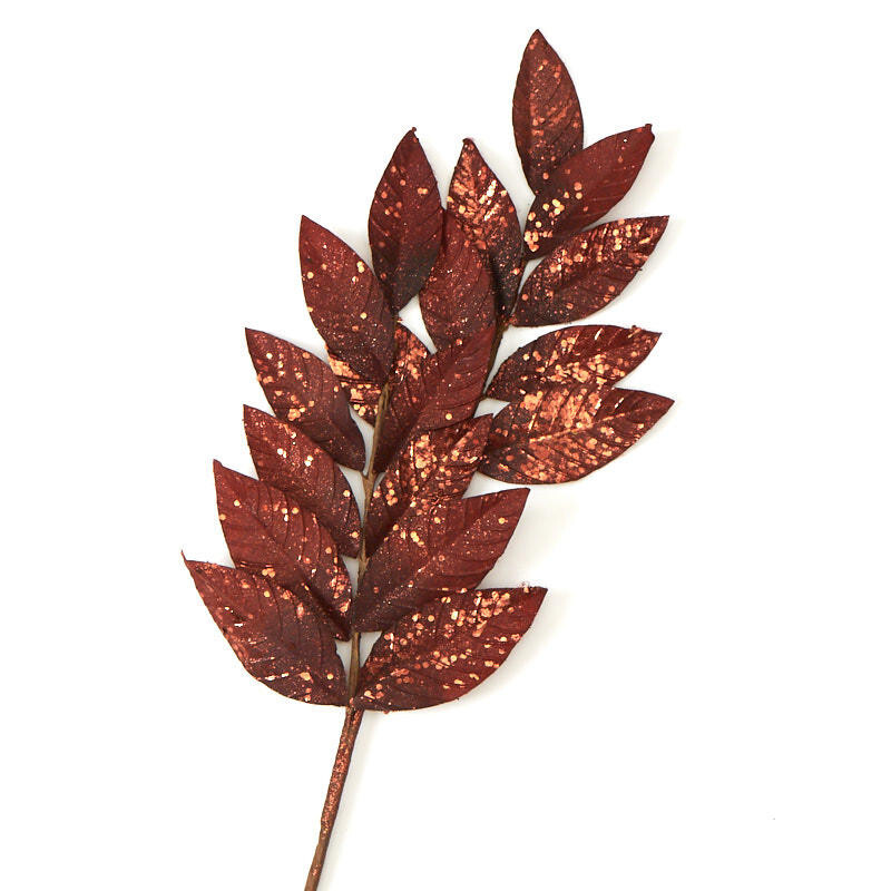 Group of 2 Bronze Glittered Artificial Leaf 23-1/2″ Sprays