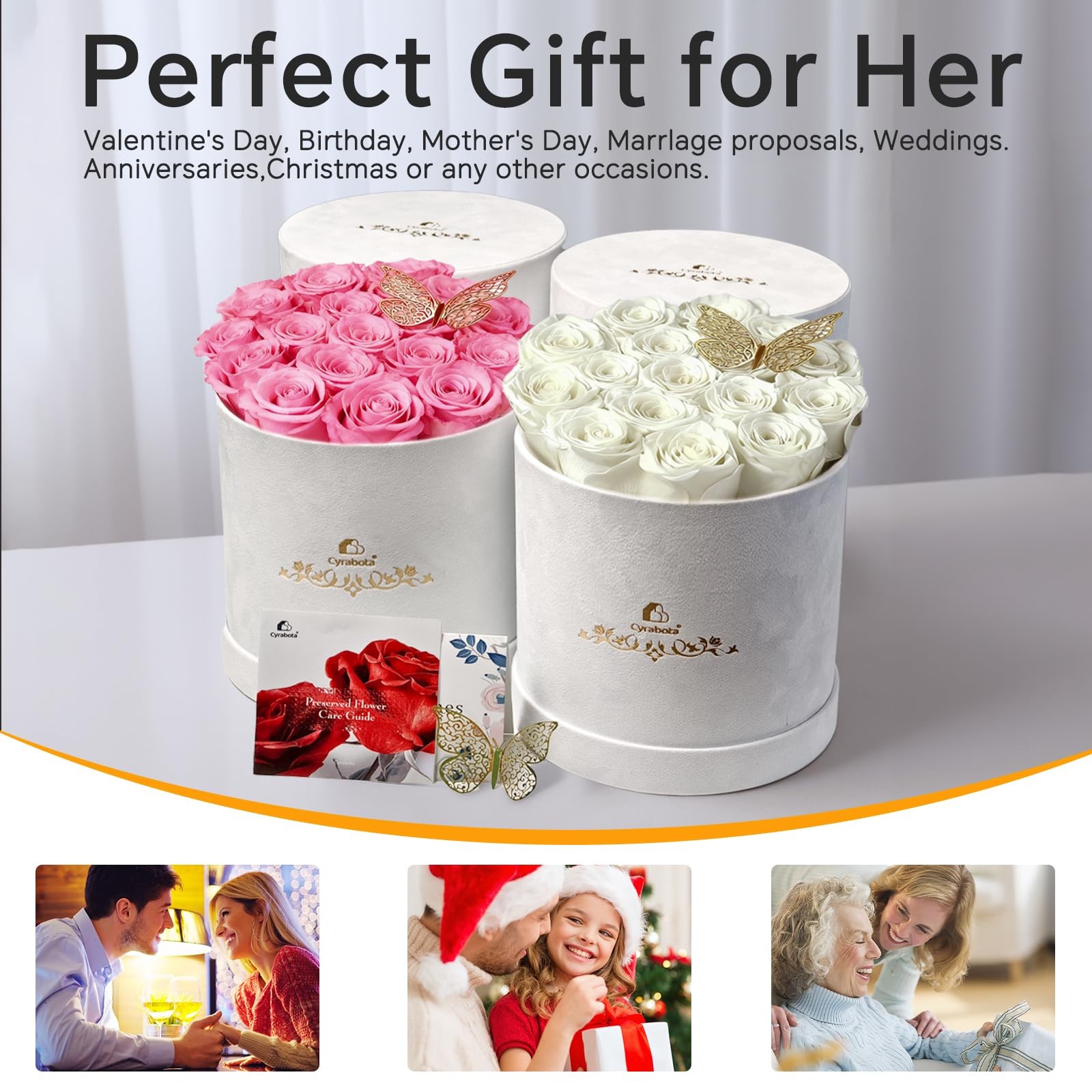 16 Preserved Roses In A Box Preserved Flowers Gifts For Women Sweet Pink