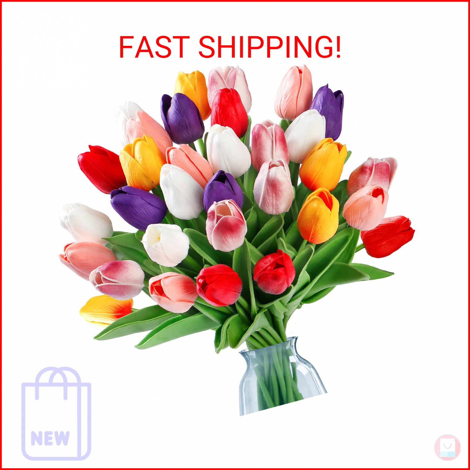 Sggvecsy 15 Pcs Fake Tulips Artificial Flowers Real Touch PU Faux Flowers Tulip