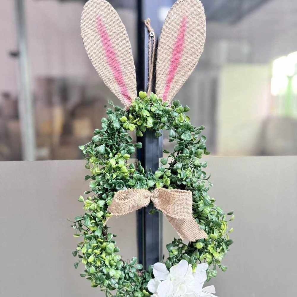 Easter Bunny Wreath Spring Home Entry Door Hanging Artificial Greenery 45cm