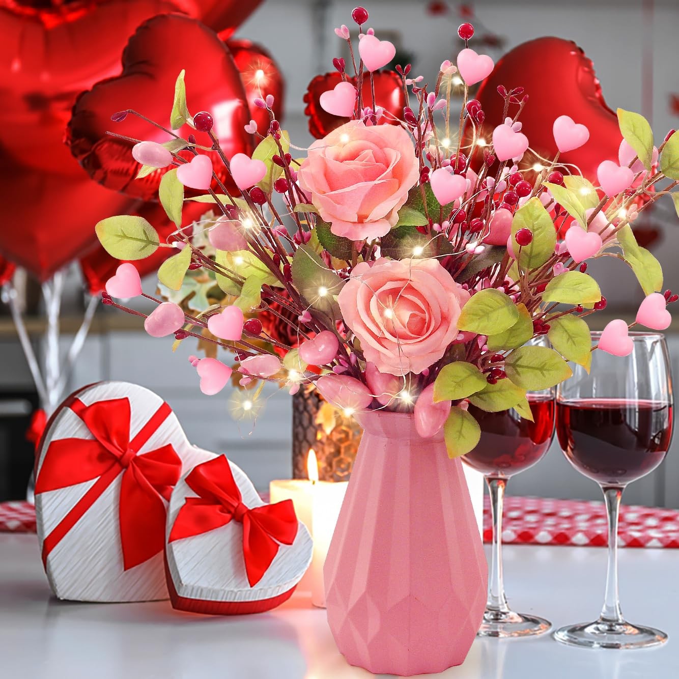 Valentines Day Gifts Valentines Day Decorations 8PC Pink Heart Shaped Valenti…