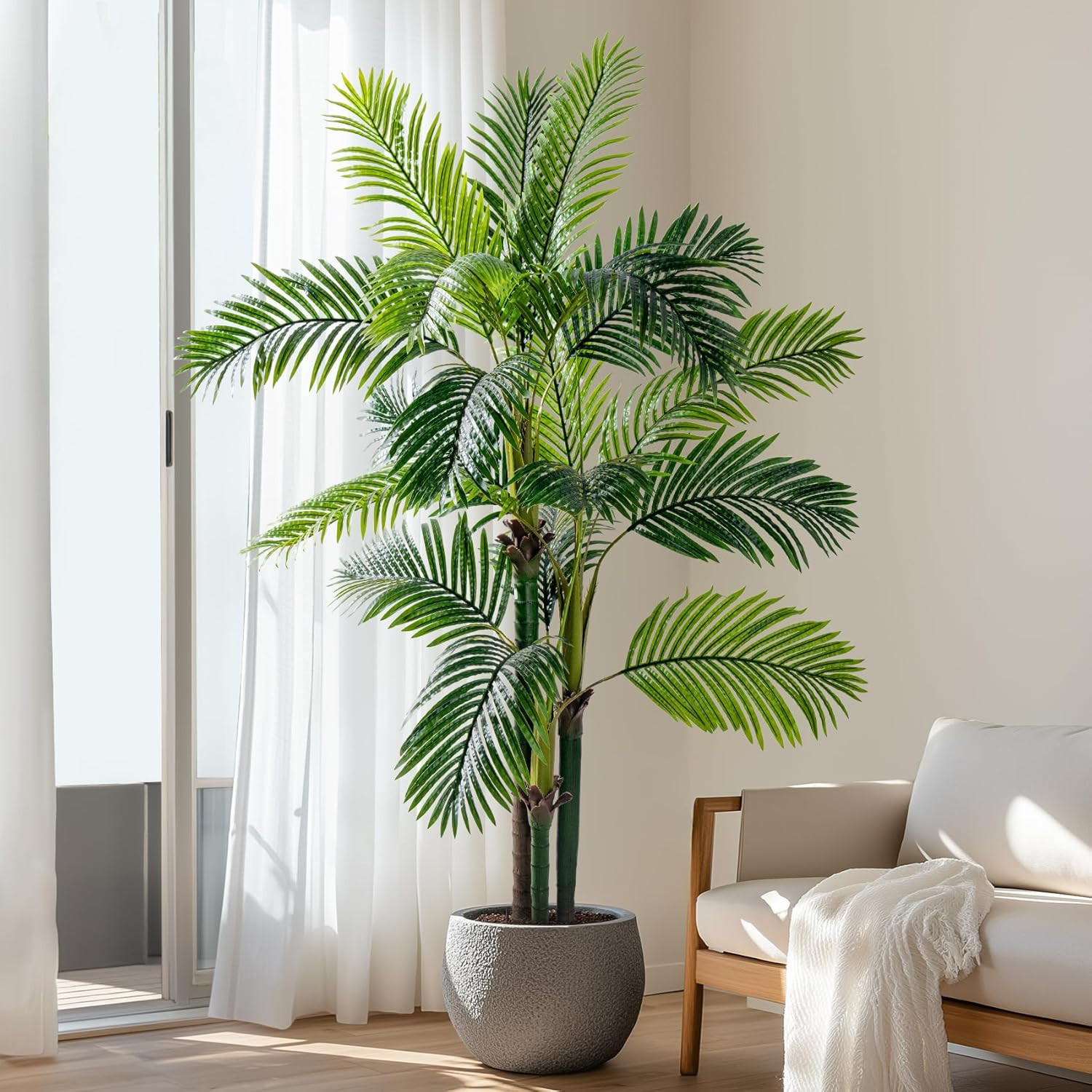 6.2FT Faux Phoenix Palm Tree – Tropical Indoor/Outdoor Decor for Home & Garden