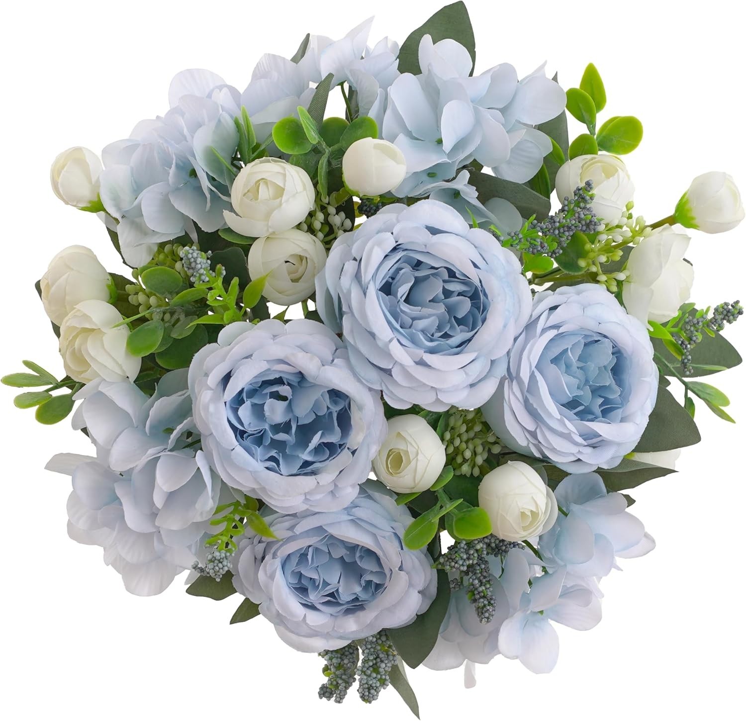 Beautiful 2-Bundle Silk Blue Peonies & Hydrangeas – Versatile Table Centerpieces