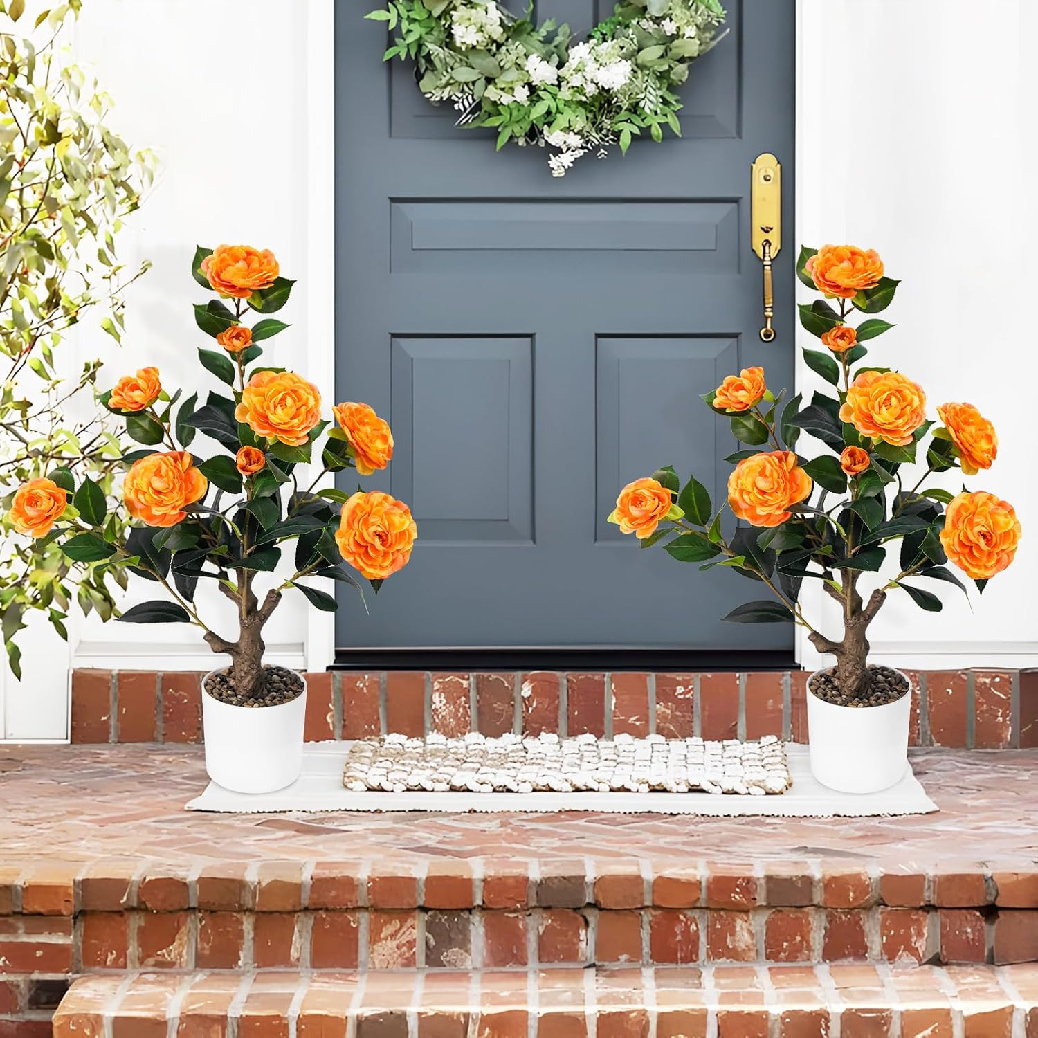 2FT Orange Artificial Camellia Tree – Perfect for Home & Office Decor