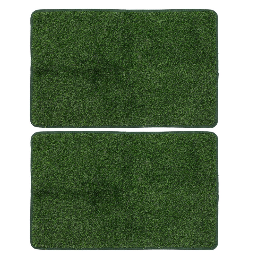 2Pcs Green Artificial Dog Grass Pad Washable Reusable Turf Mat for Pet Training