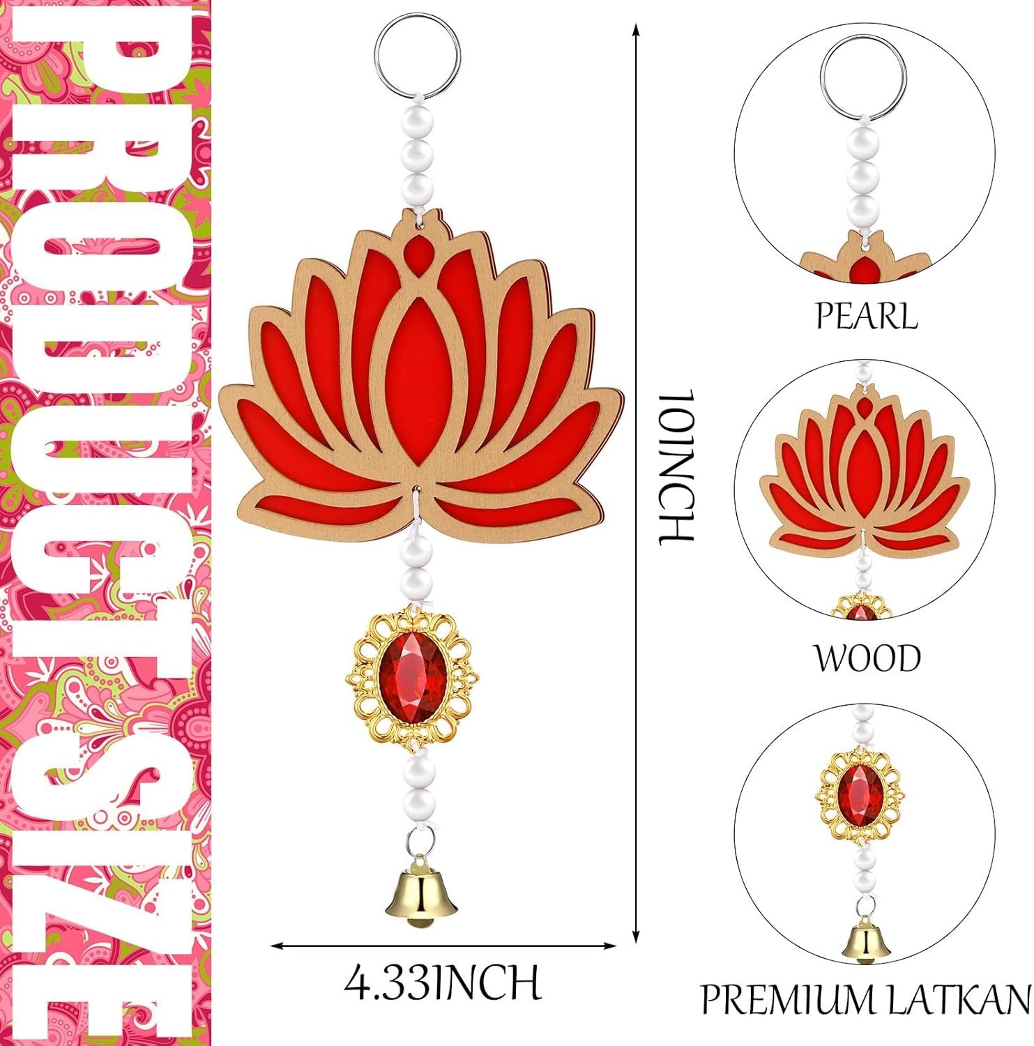 Lotus Diwali Decorations 10Pcs Floral Wall Hanging Garlands Bell Style Decor