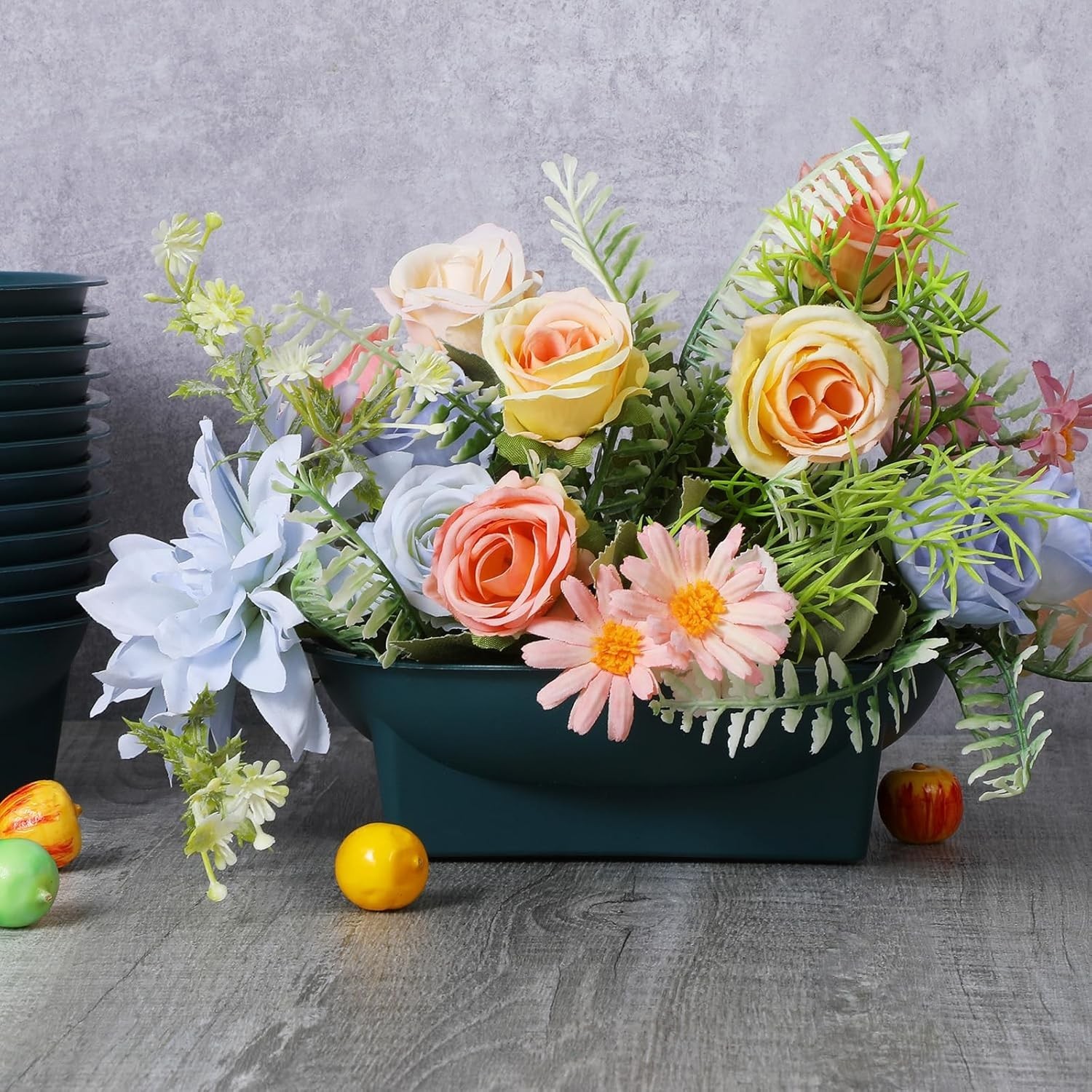 24 Pcs Green Floral Bowls Flower Arrangements Large 6.3 Inch Round Centerpieces