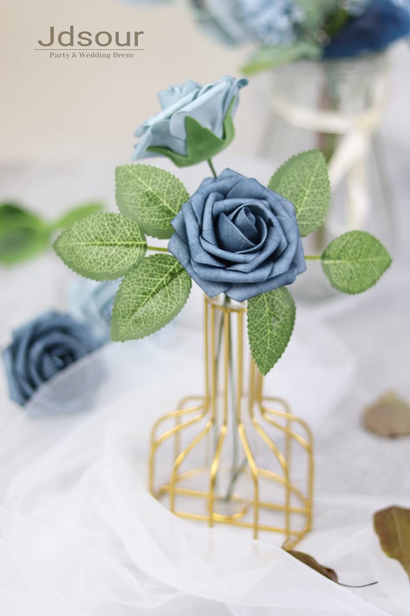 50pcs Artificial Flower，Real Touch Foam Roses w/Stem DIY for Wedding Bouquet …