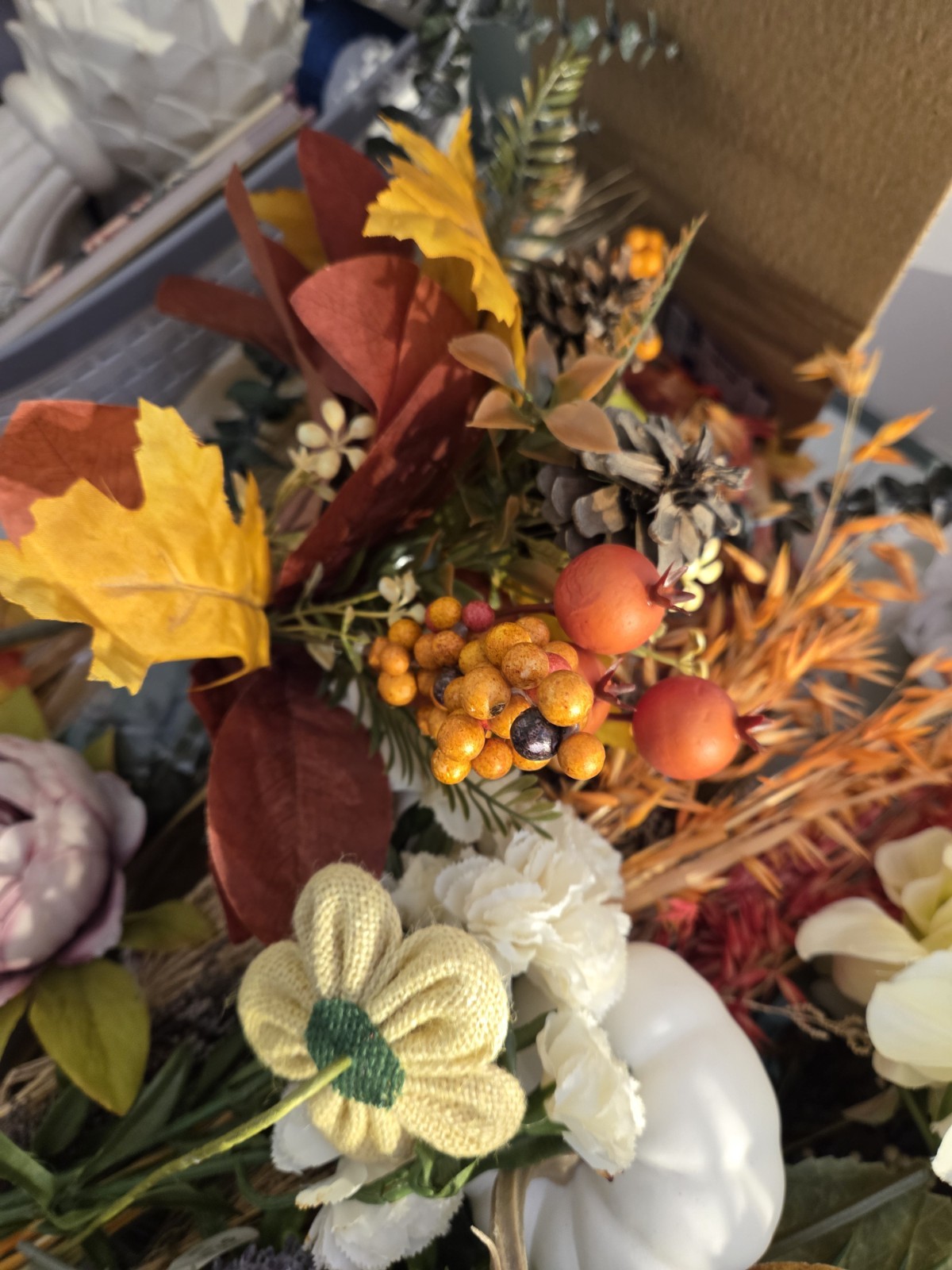 Large Faux Floral Pick Lot Wreaths, Crafting Holiday Multi Color Over 60 Picks