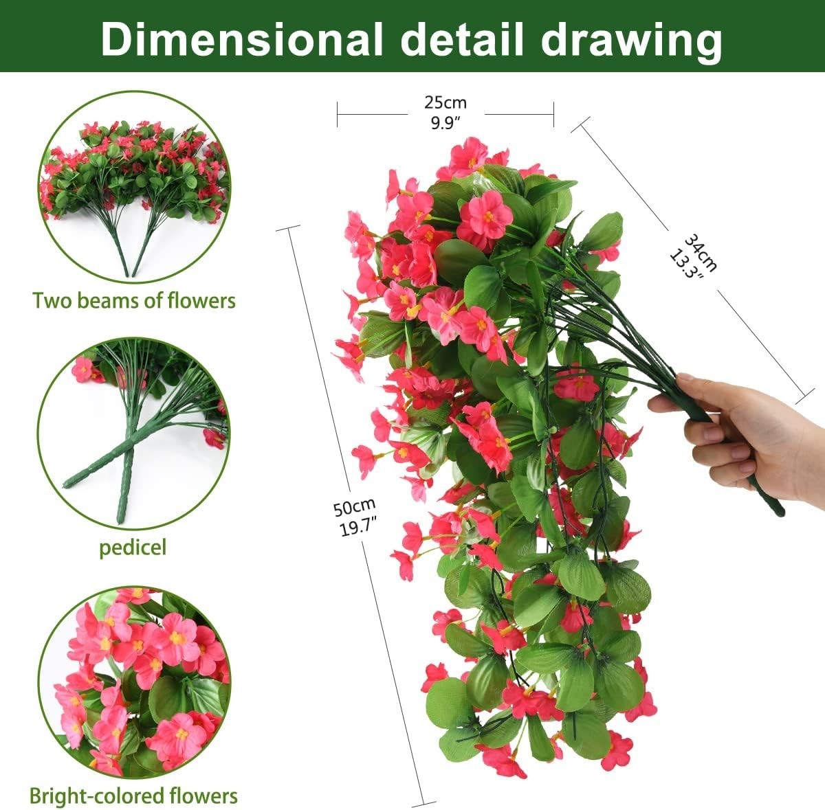 Realistic 2PCS Faux Silk Trailing Vines for Beautiful Outdoor Decoration