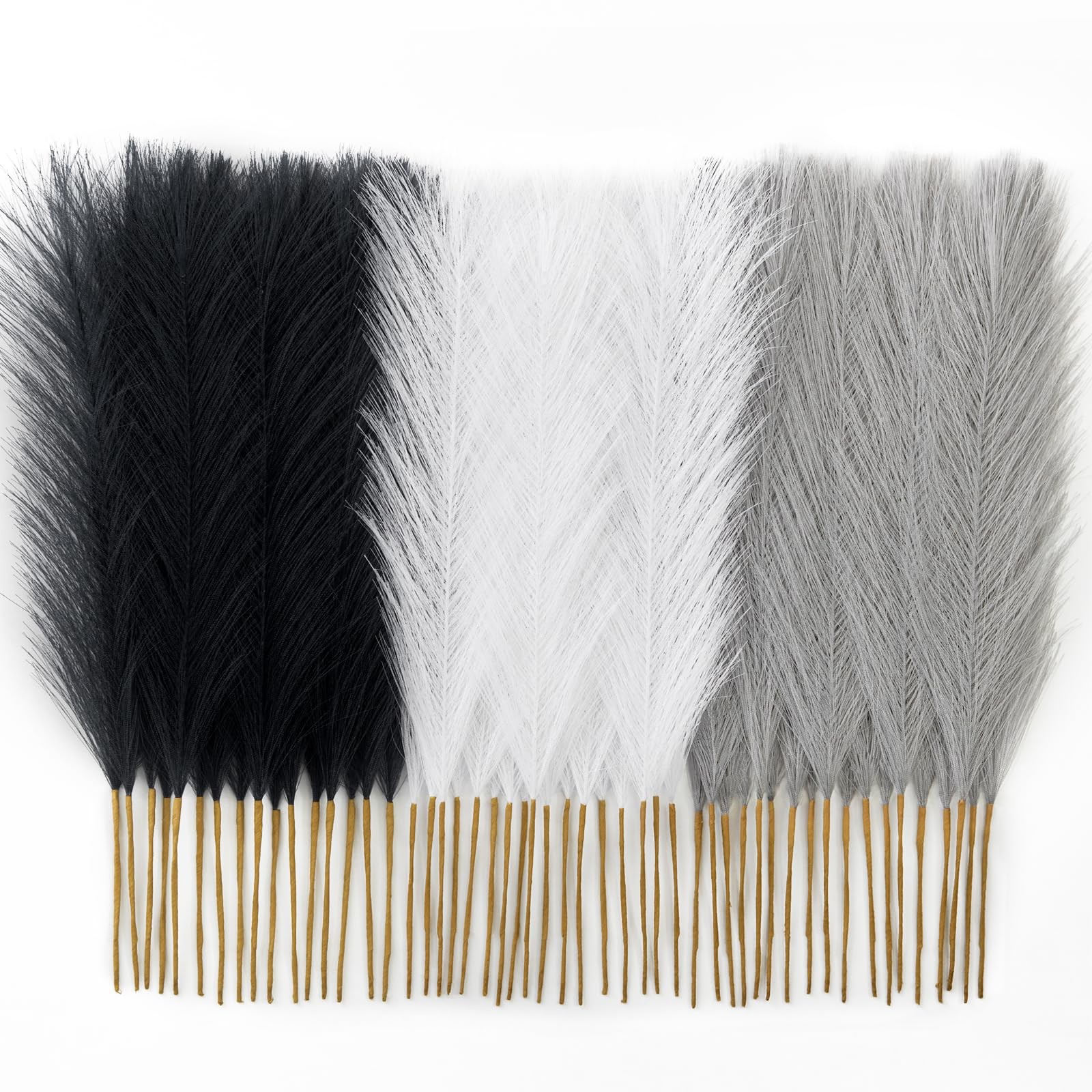 50pcs Pampas Grass 17in, Black and White Pampas Grass Artificial Fluffy Vase …