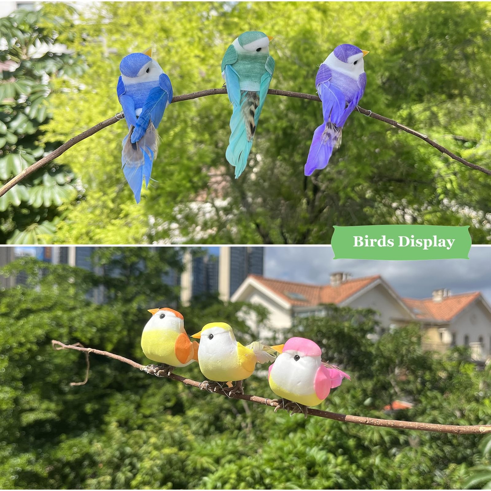 12pcs Artificial Simulation Foam Feather Birds with Wire Feet 3.5in Mini Love…