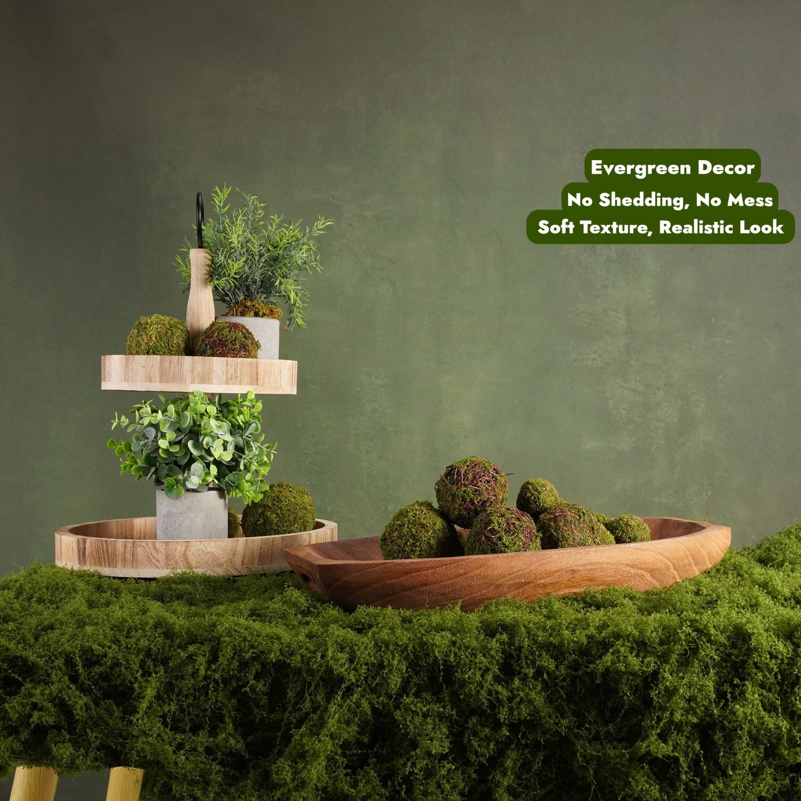 Artificial Moss Mat Roll – 39″x39″ Soft Faux Grass Table Runner for DIY Decor, F