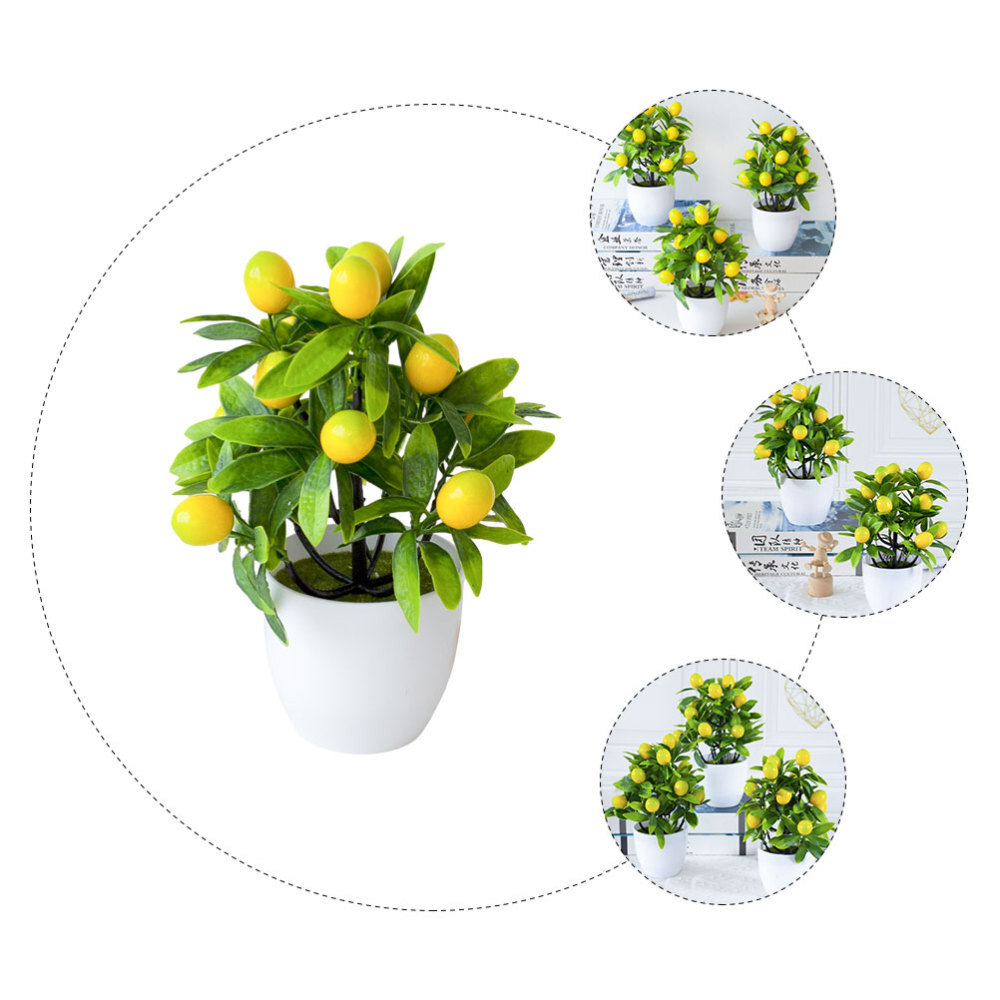 Potted Faux Tree Artificial Lemon Plant Practical Fake Plant Desktop Greenery