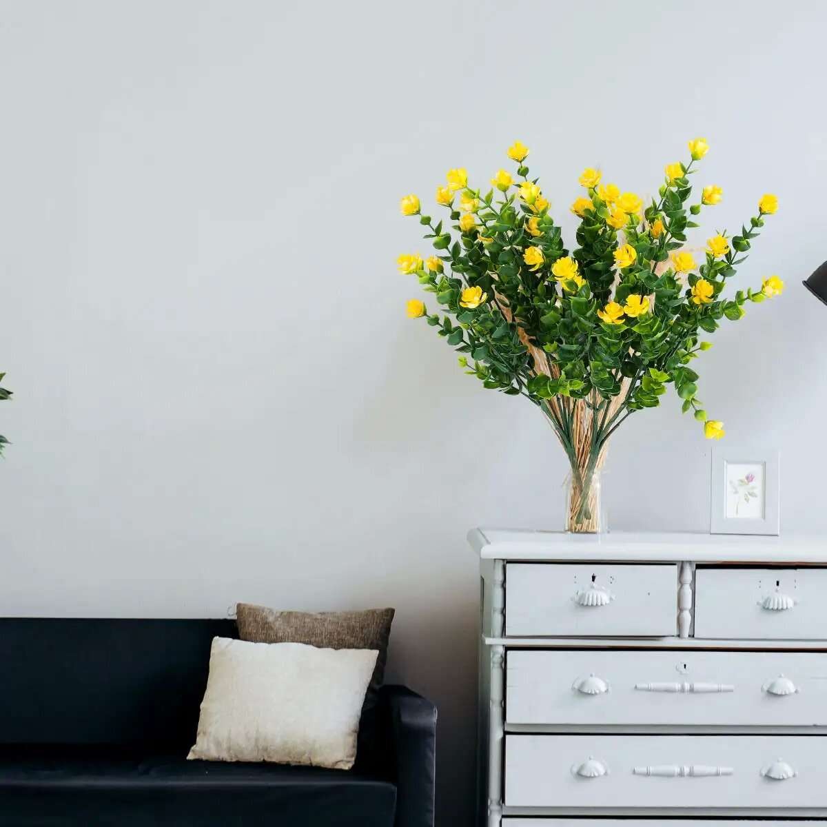 LOT Yellow Artificial Flowers UV Resistant Boxwood Fake Plants Shrubs Decor new