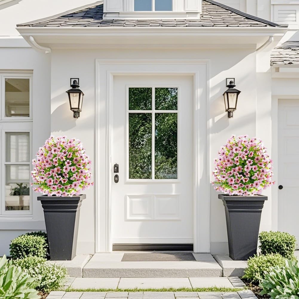 Artificial Outdoor Flowers Plants 2-Pack – 23 in, Low-Maintenance Faux Shrubs