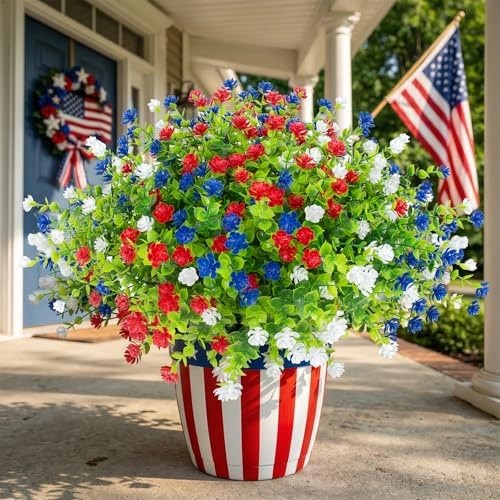 Hananona 24 Pcs Artificial Flowers Outdoor, Faux Artificial Plants UV Resista…