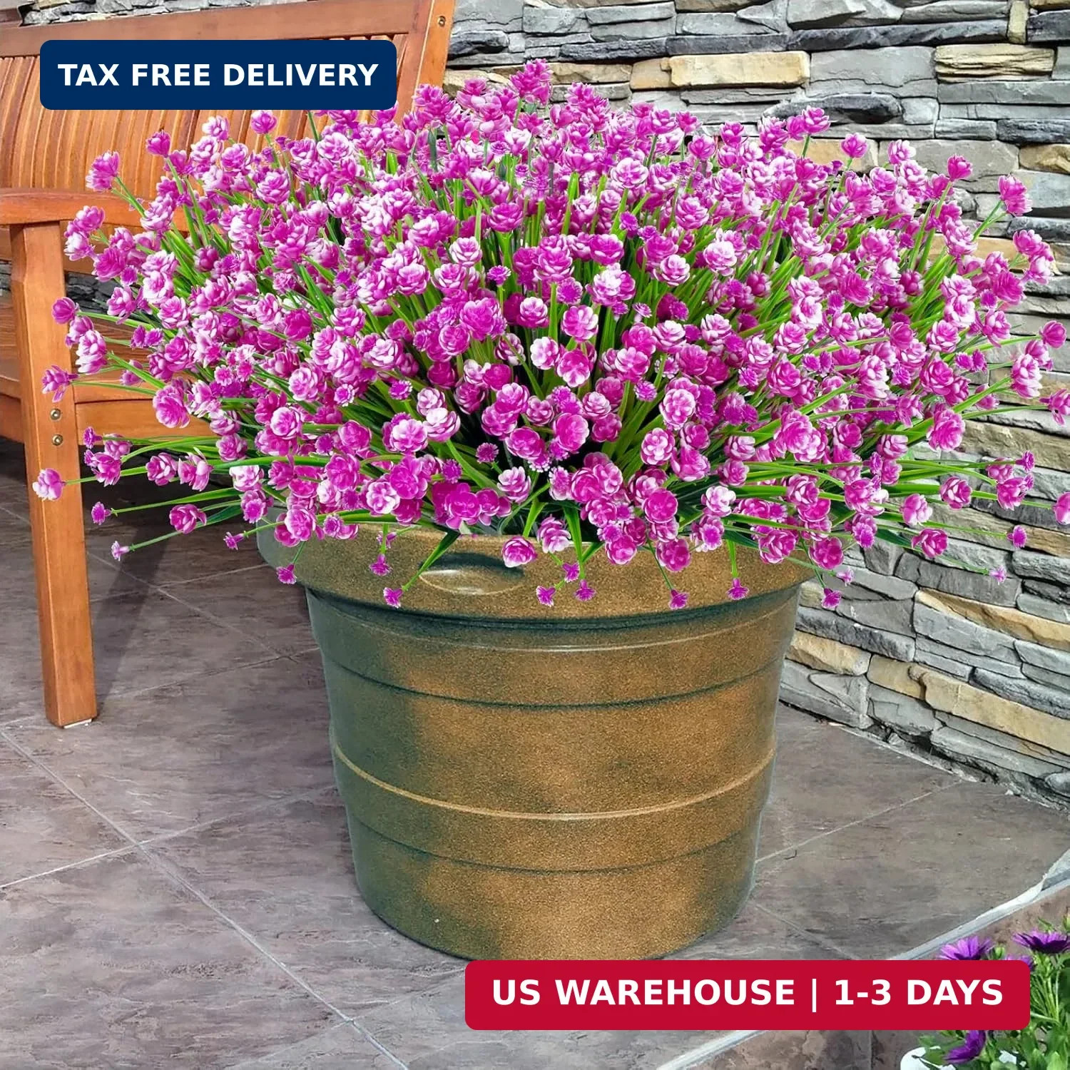 Ouddy Decor 12 Bundles Artificial Flowers for Outdoors UV Resistant Fake Plastic