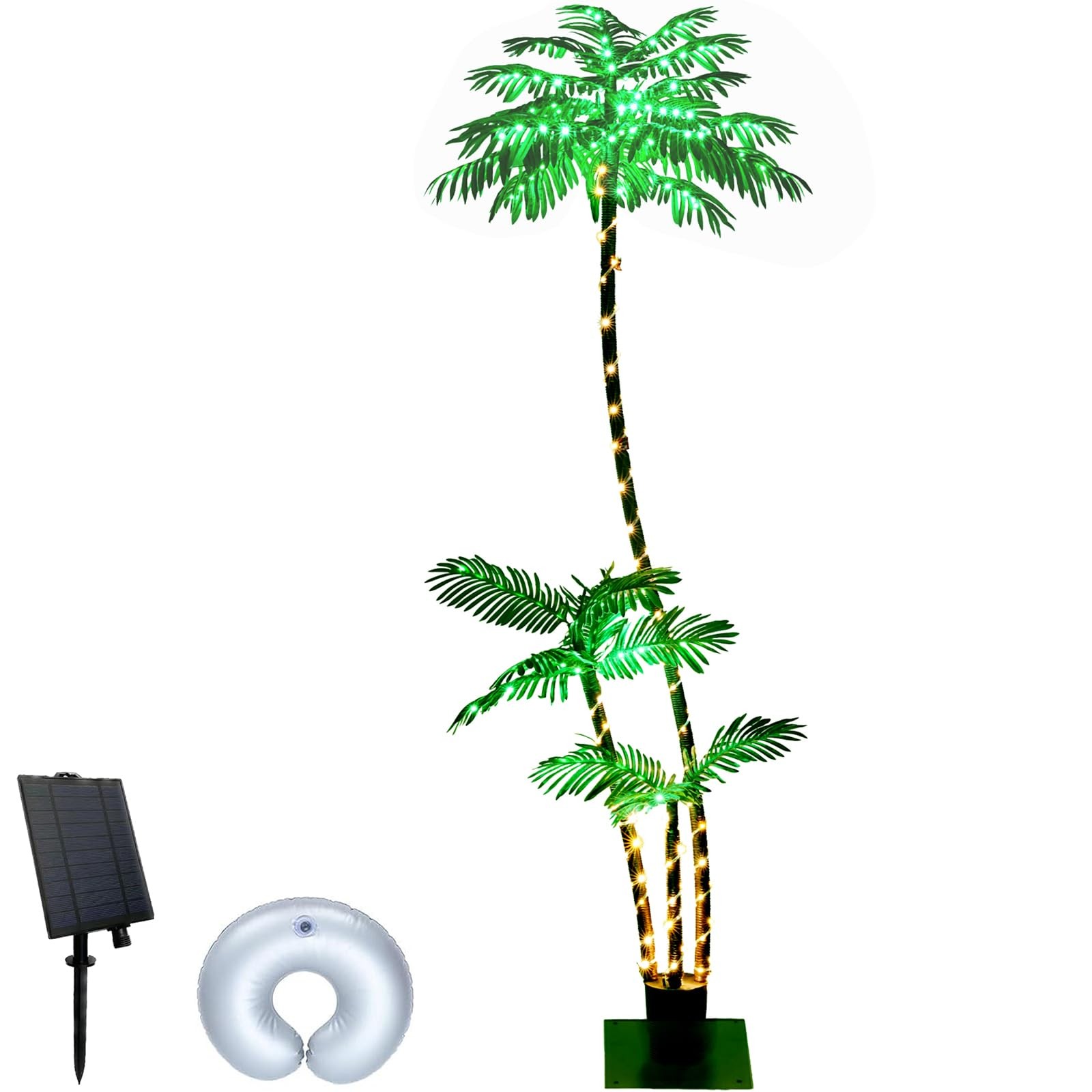 6FT Solar Lighted Palm Trees for Outside Patio Light Up 260 LED Artificial Fa…