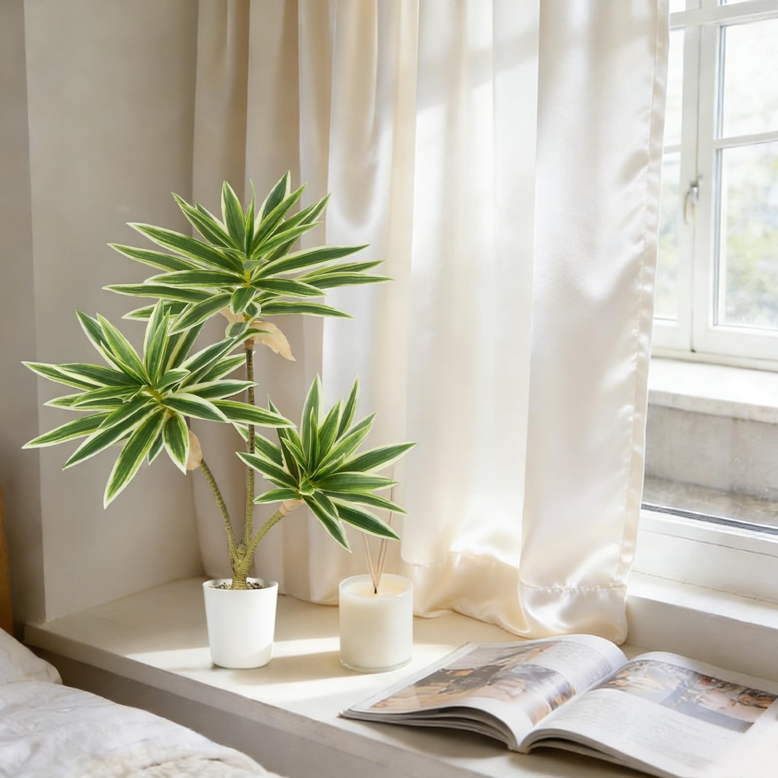 23.6 Inch Large Artificial Agave Plant Fake Potted Snake Plant 3 Heads