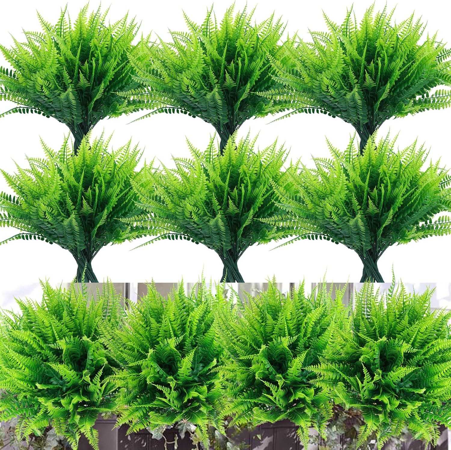 10 Pack Artificial Boxwood Stems Outdoors Unfading in The Sun Plastic Faux