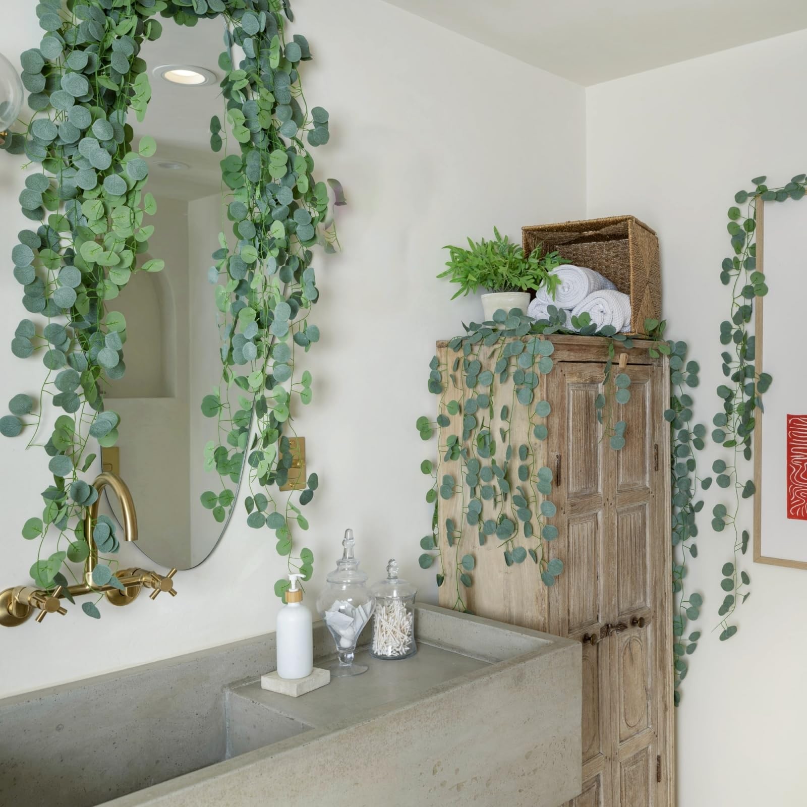 36Pcs Eucalyptus Garland,Artificial Eucalyptus Leaves Table Greenery Garland …