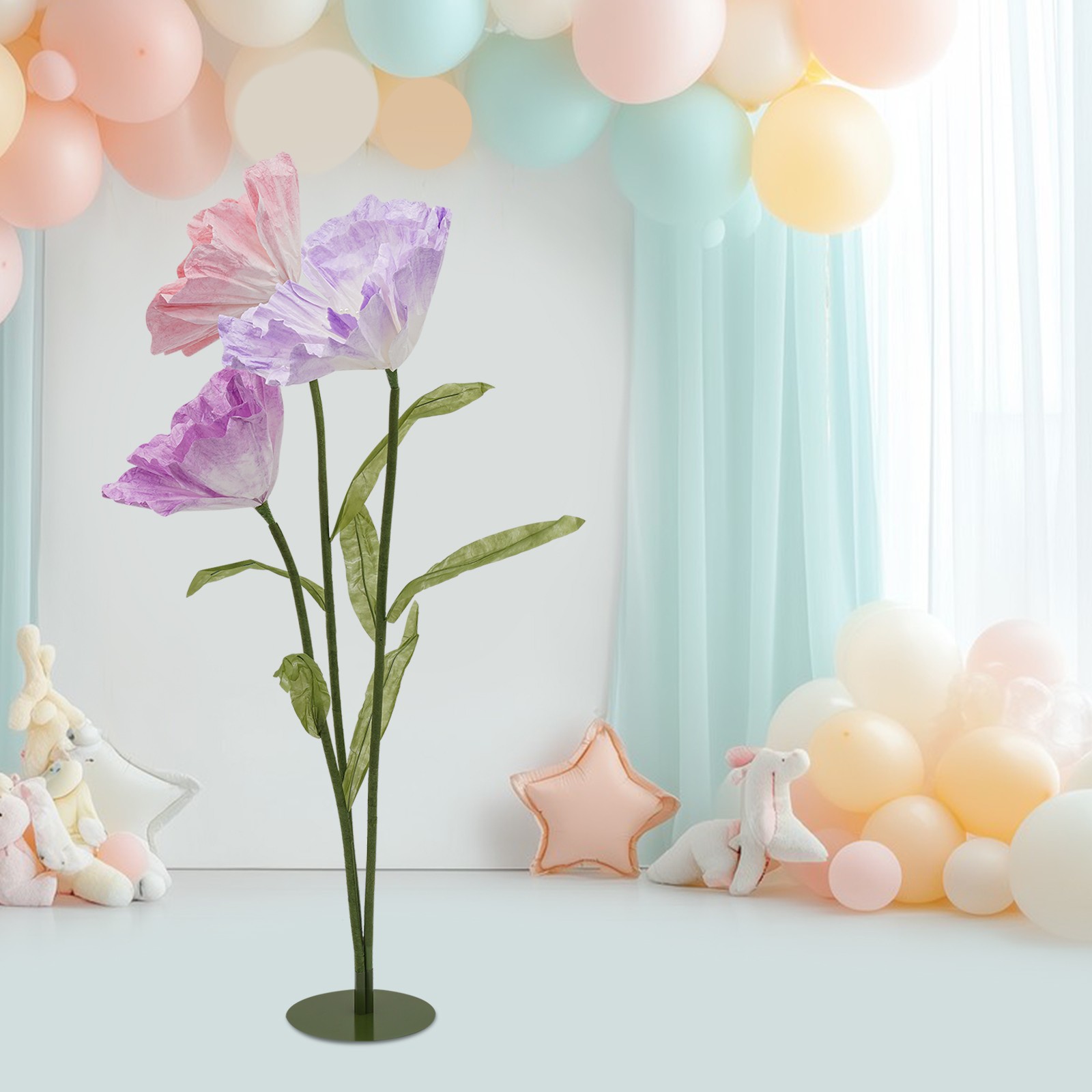 Large Artificial Flowers with Stems and Base, Huge Artificial Flower for Party