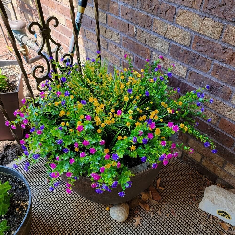 12 Paquetes De Flores Artificiales Para Exteriores Resistentes A Los Rayos UV US