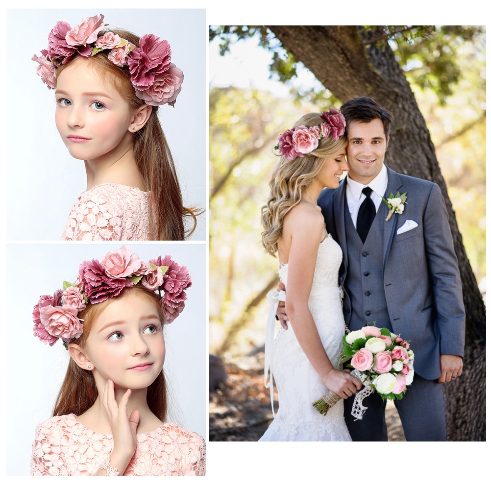 Flower Headband Flower Wreath Crown Hair Bands Floral Garland Headpiece Party