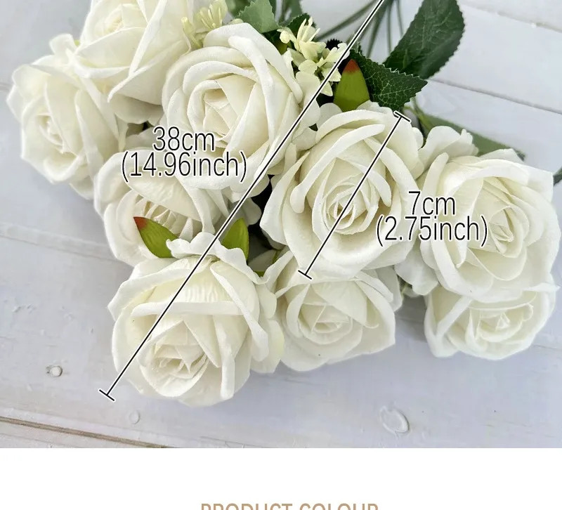 9 Heads silk Rose Artificial Flower Bouquet Home Table Vase Deco Floral