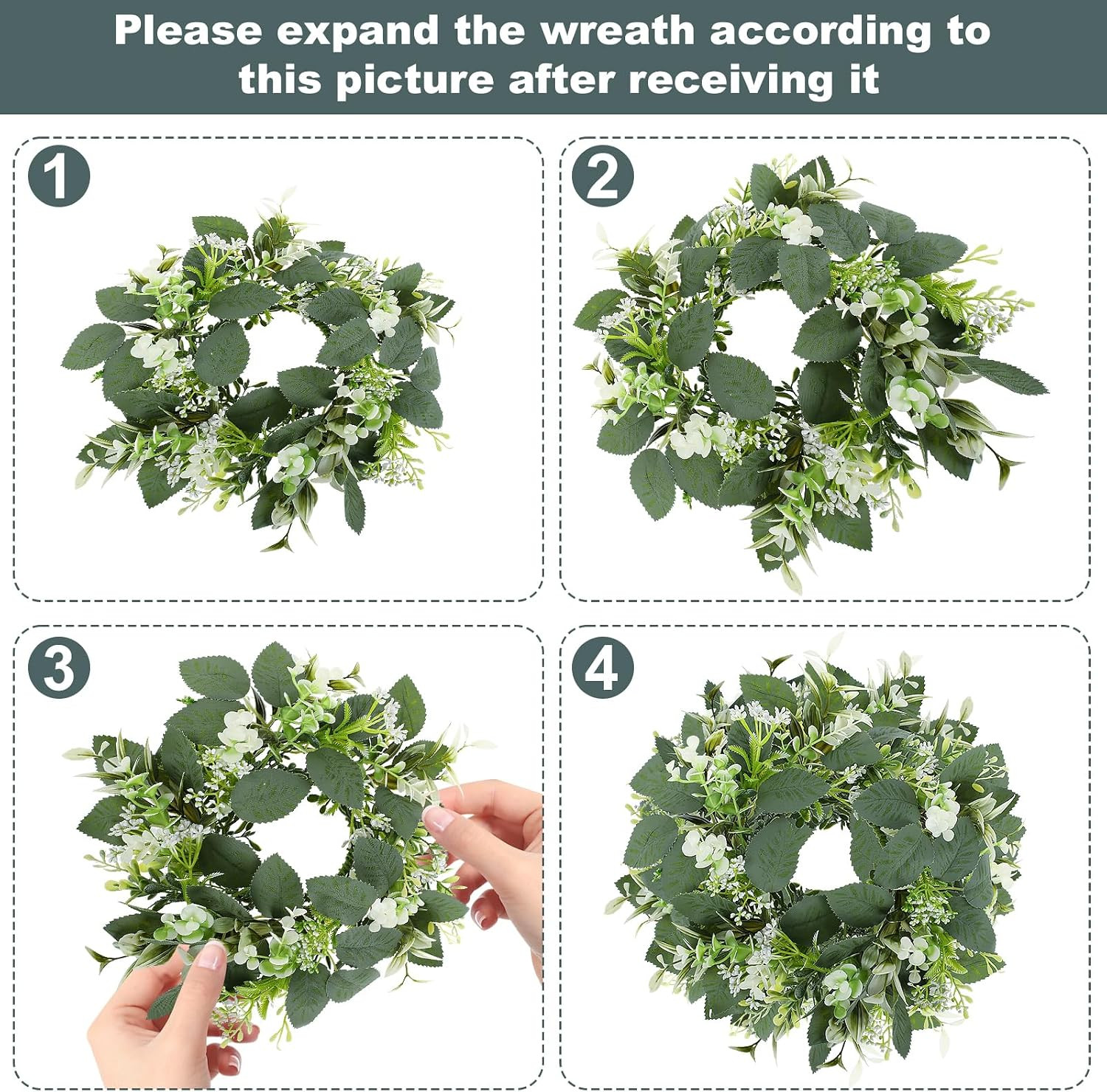 6 Pcs Artificial Eucalyptus Candle Rings Wreaths | 9 Inch Small Eucalyptus Wreat