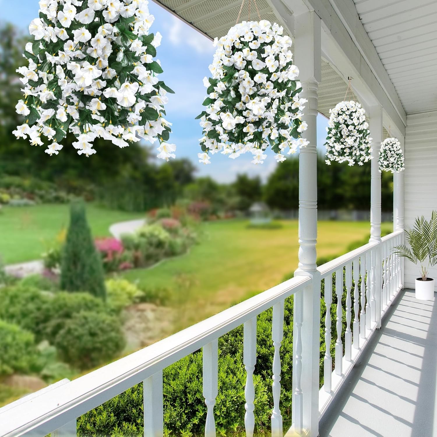 Charming UV Protected Faux Flowers – 2PCS Morning Glory Vines for Versatile Use