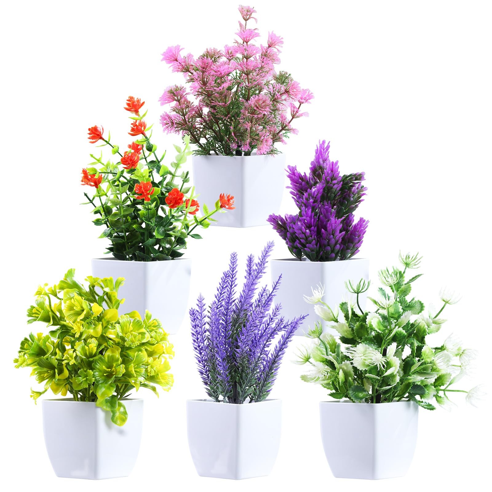6 Pack Fake Plants Mini Artificial Greenery Potted Plants for Home Decor Indo…