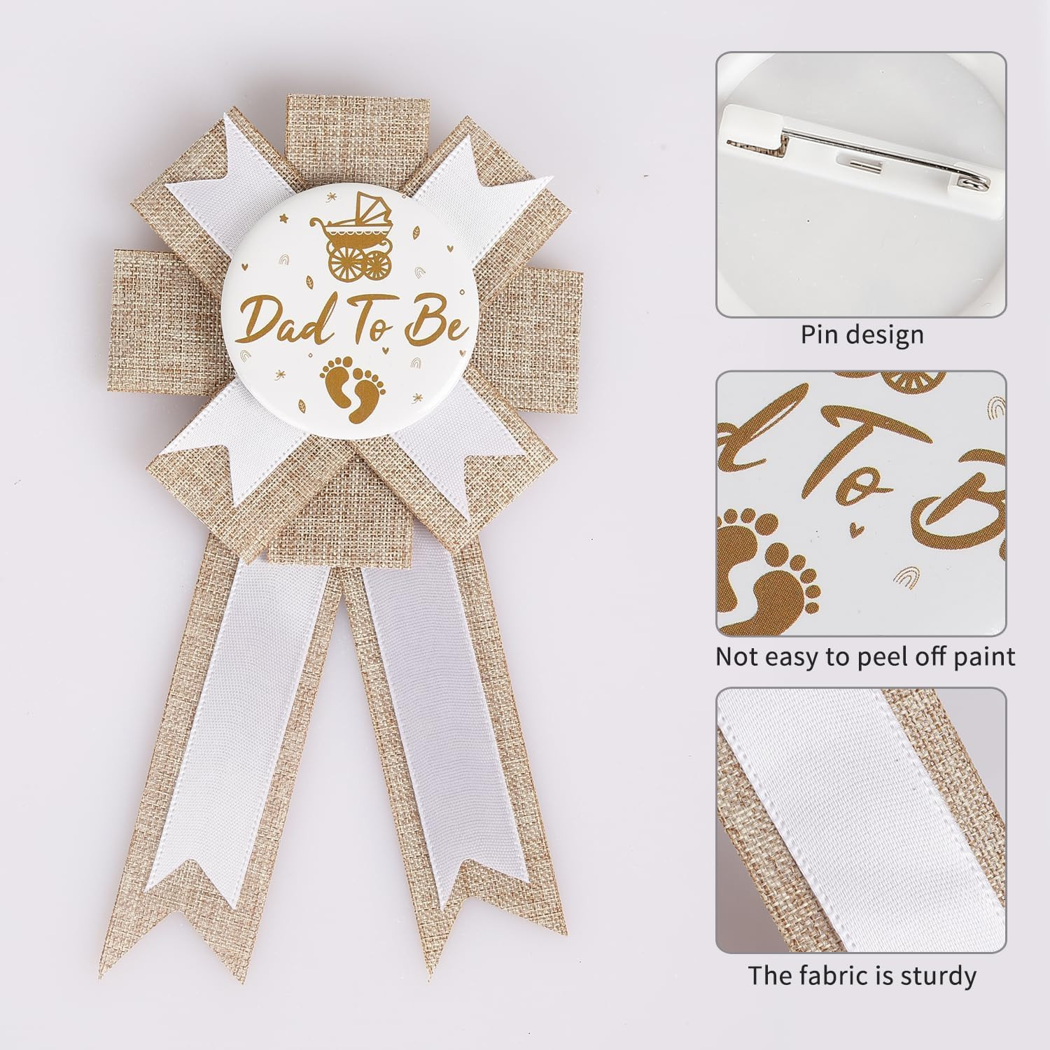 Rustic Boho Mom to Be Sash & Daddy to Be Badge Pins for Baby Shower Gender Revea